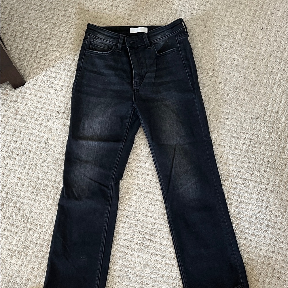 Black Cropped Straight-Leg Jeans